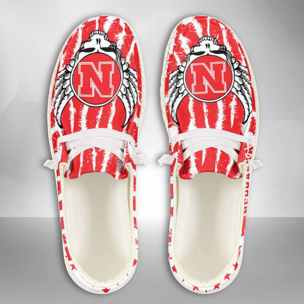 NCAA Nebraska Cornhuskers Hey Dude Shoes Wally Lace Up Loafers Moccasin Slippers HDS0758