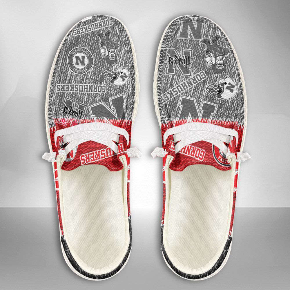 NCAA Nebraska Cornhuskers Hey Dude Shoes Wally Lace Up Loafers Moccasin Slippers Fan Gifts