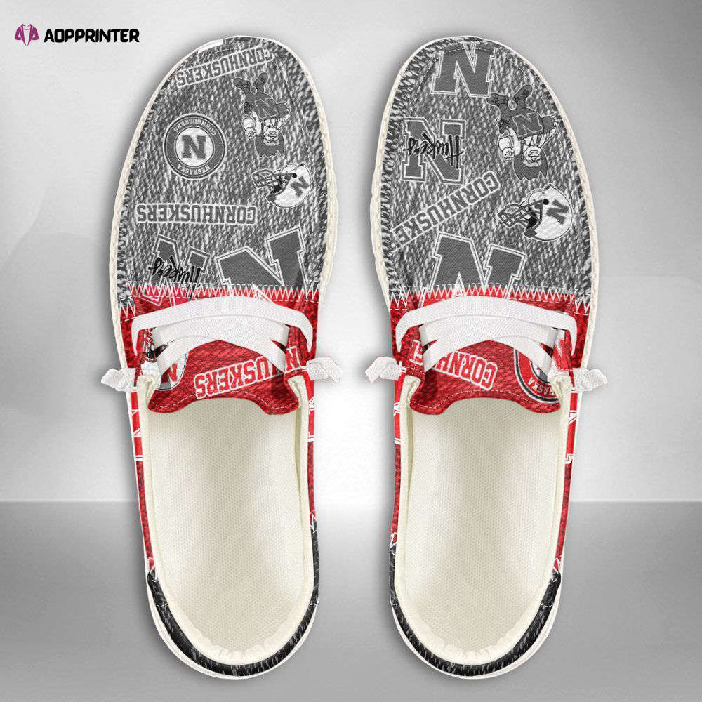 NCAA Nebraska Cornhuskers Hey Dude Shoes Wally Lace Up Loafers Moccasin Slippers Fan Gifts