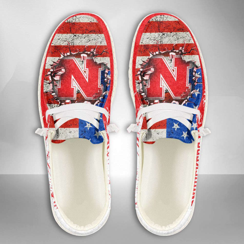 NCAA Nebraska Cornhuskers Hey Dude Shoes Wally Lace Up Loafers Moccasin Slippers