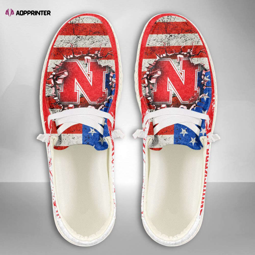 NCAA Nebraska Cornhuskers Hey Dude Shoes Wally Lace Up Loafers Moccasin Slippers