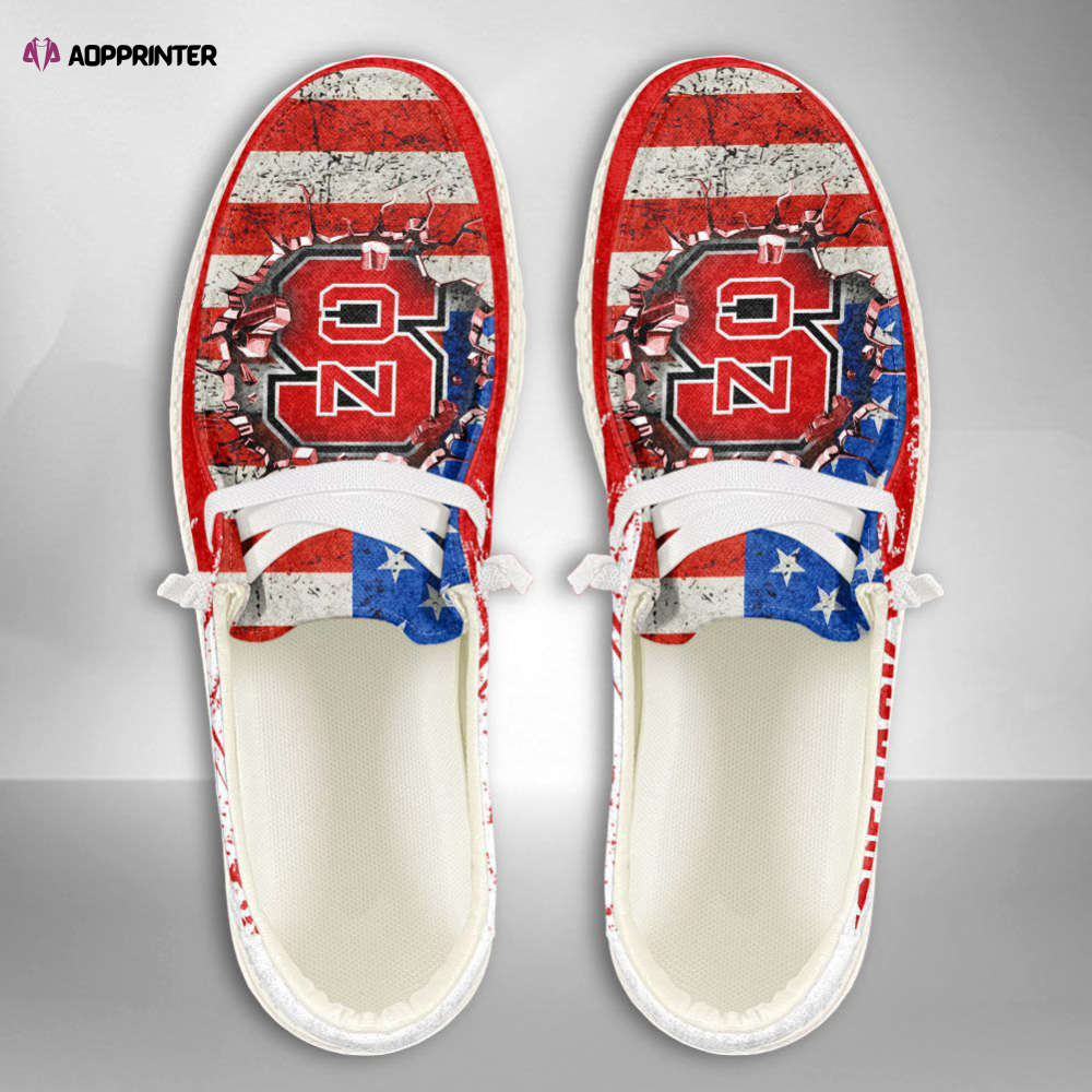 NCAA North Carolina State Wolfpack Hey Dude Shoes Wally Lace Up Loafers Moccasin Slippers Fan Gifts