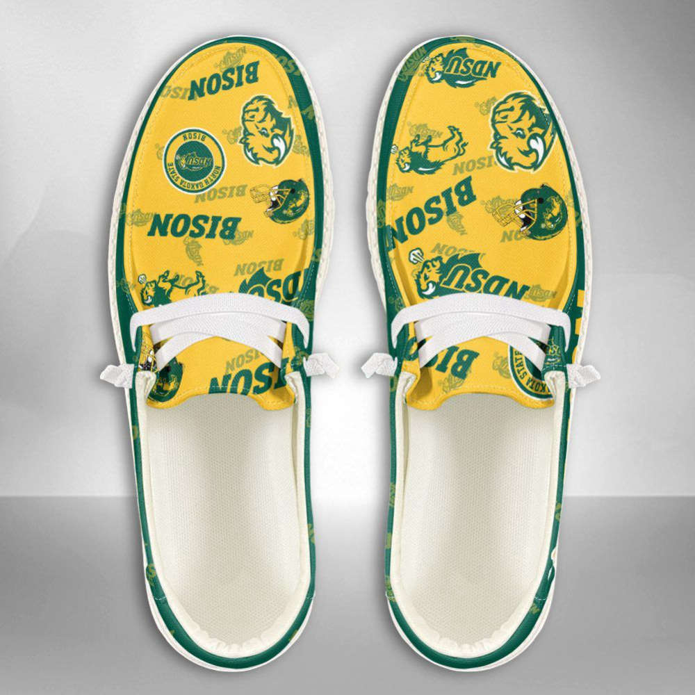 NCAA North Dakota State Bison Hey Dude Shoes Wally Lace Up Loafers Moccasin Slippers Fan Gifts