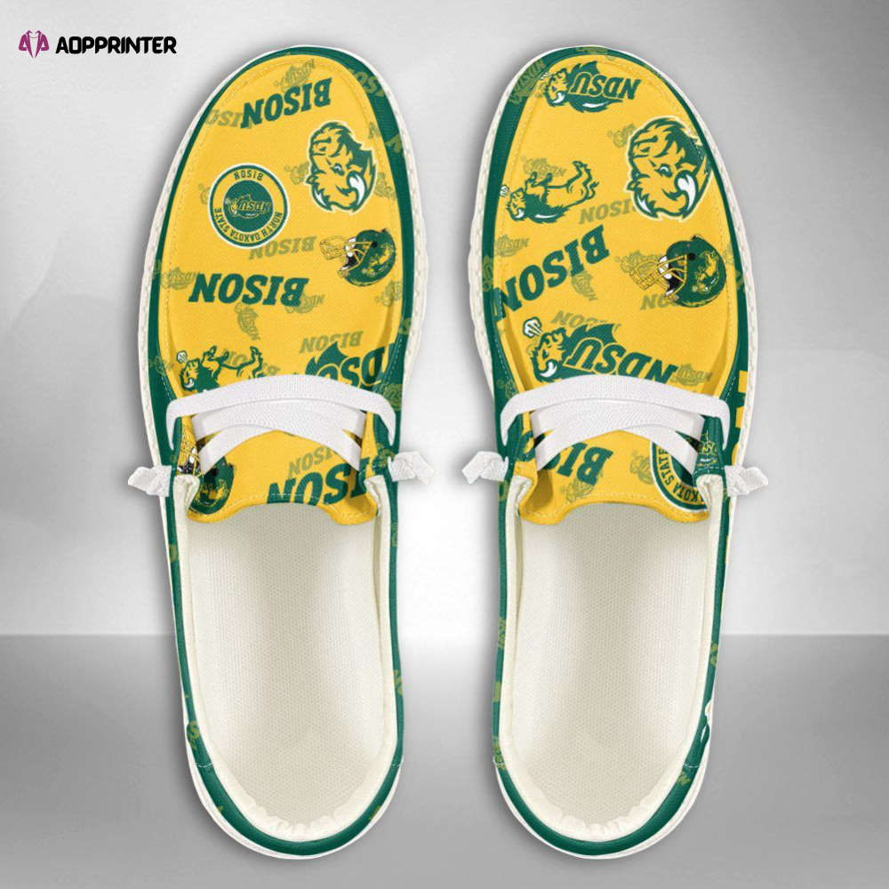 NCAA North Dakota State Bison Hey Dude Shoes Wally Lace Up Loafers Moccasin Slippers Fan Gifts