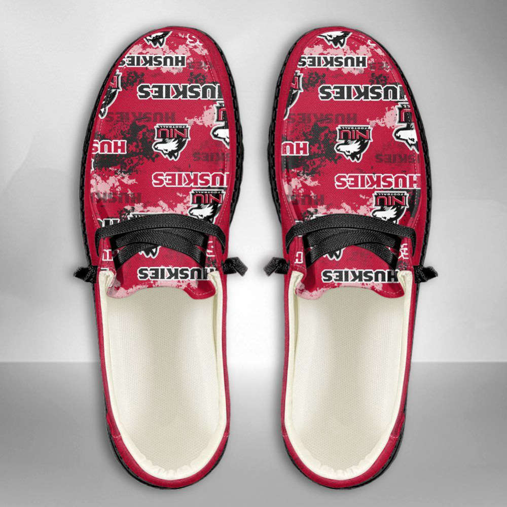 NCAA Northern Illinois Huskies Hey Dude Shoes Wally Lace Up Loafers Moccasin Slippers HDS0856