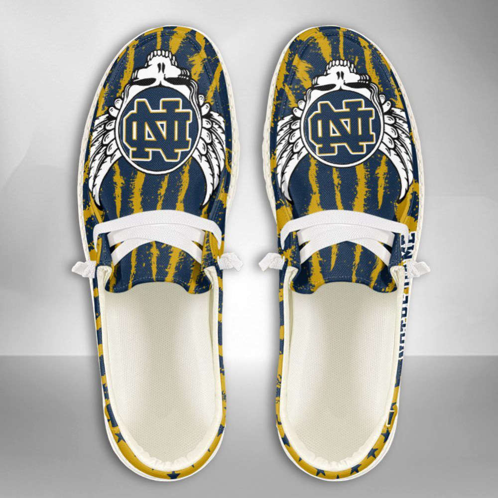 NCAA Notre Dame Fighting Irish Hey Dude Shoes Wally Lace Up Loafers Moccasin Slippers Fan Gifts