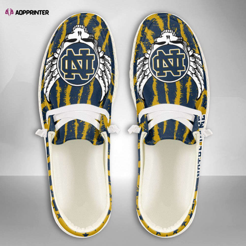 NCAA Notre Dame Fighting Irish Hey Dude Shoes Wally Lace Up Loafers Moccasin Slippers Fan Gifts