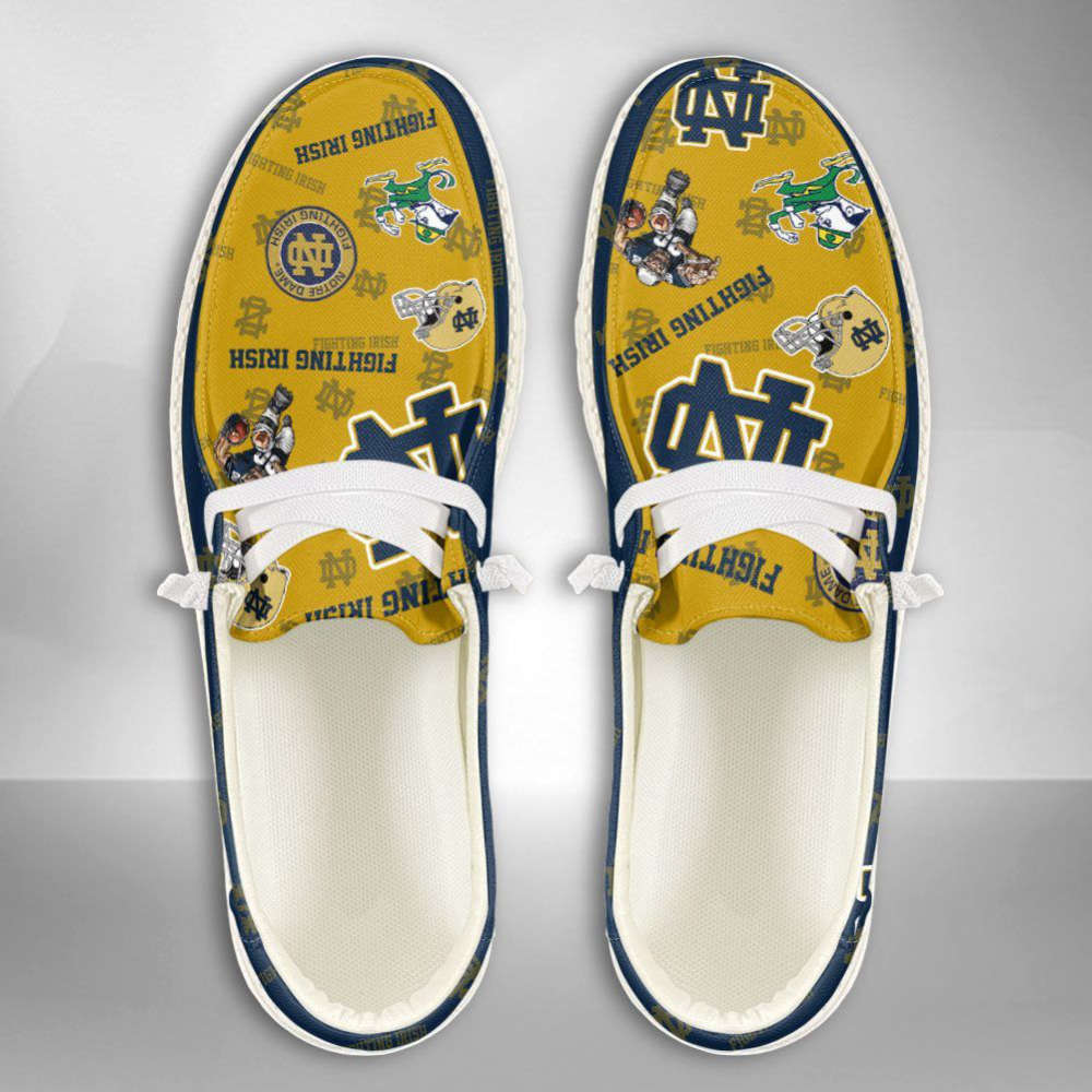 NCAA Notre Dame Fighting Irish Hey Dude Shoes Wally Lace Up Loafers Moccasin Slippers Gifts