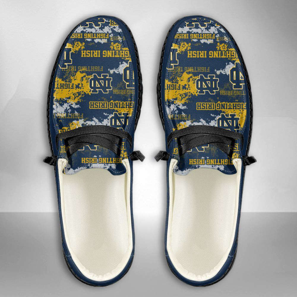 NCAA Notre Dame Fighting Irish Hey Dude Shoes Wally Lace Up Loafers Moccasin Slippers HDS0877