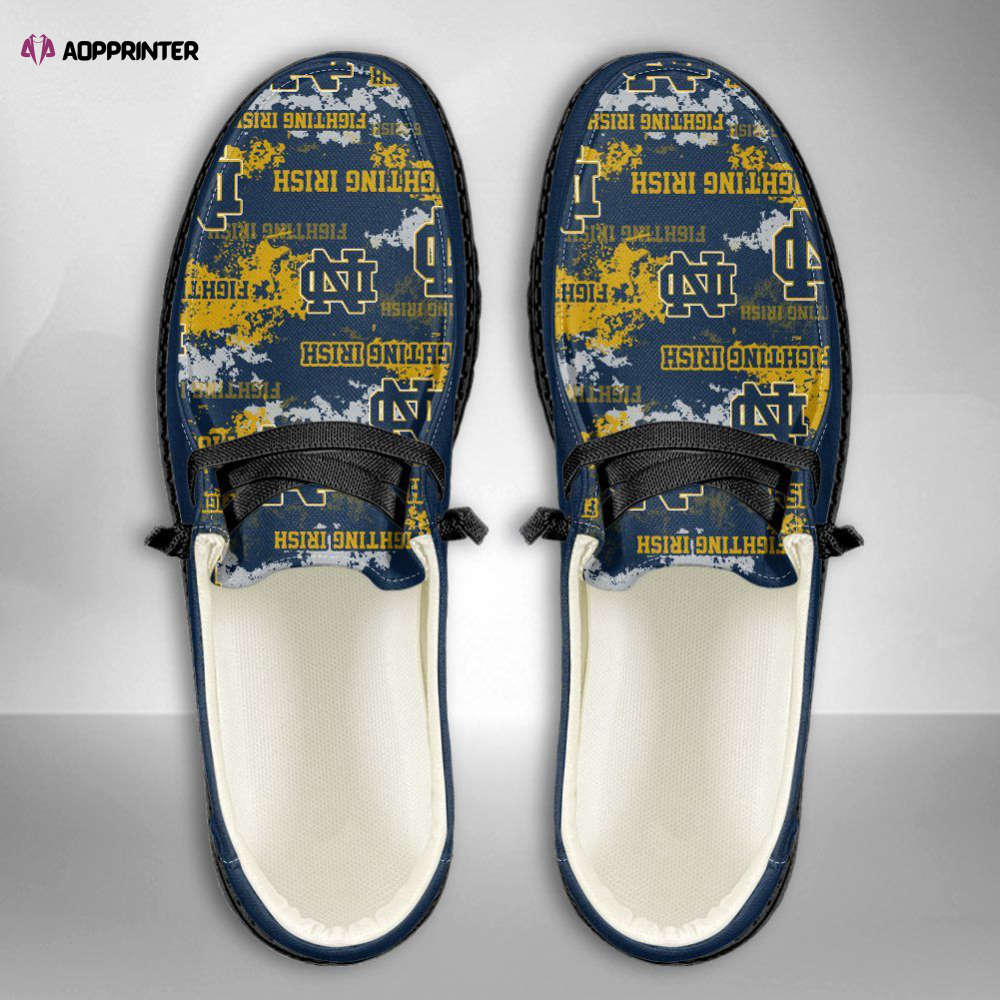 NCAA Notre Dame Fighting Irish Hey Dude Shoes Wally Lace Up Loafers Moccasin Slippers HDS0877