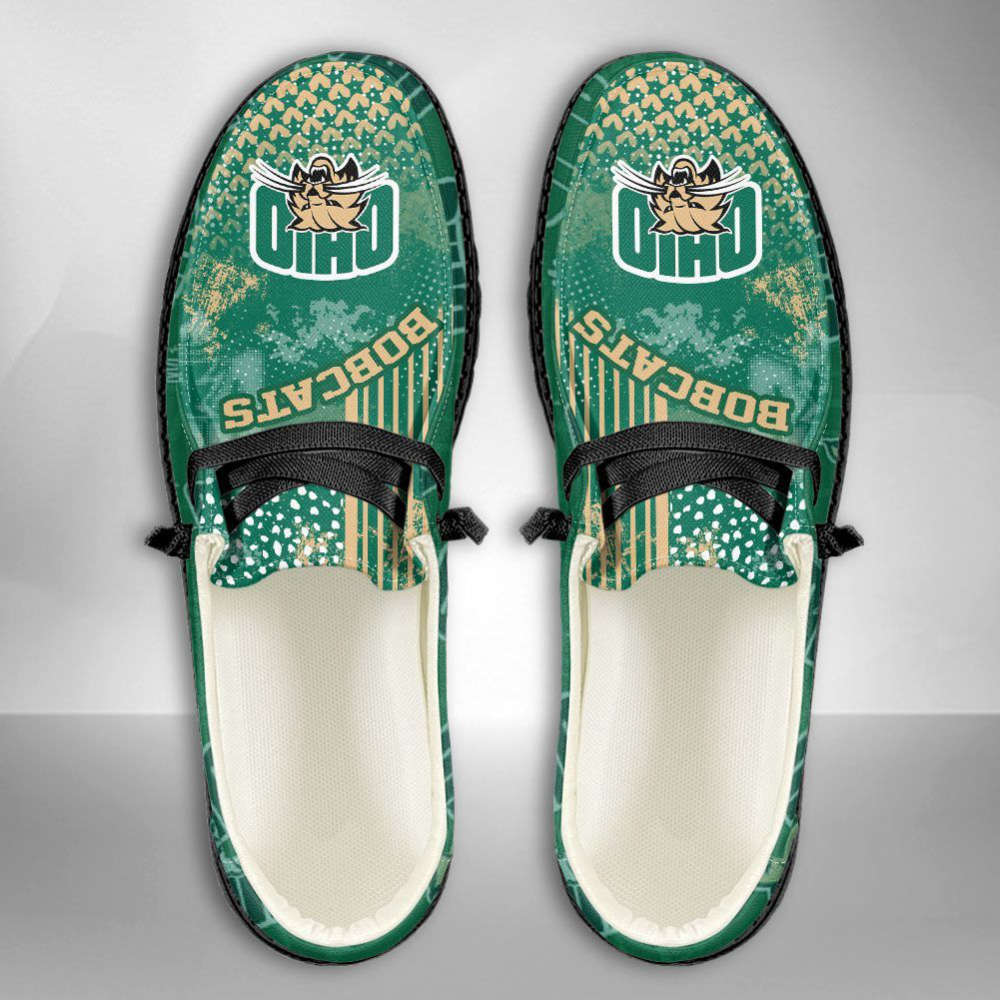 NCAA Ohio Bobcats Hey Dude Shoes Wally Lace Up Loafers Moccasin Slippers