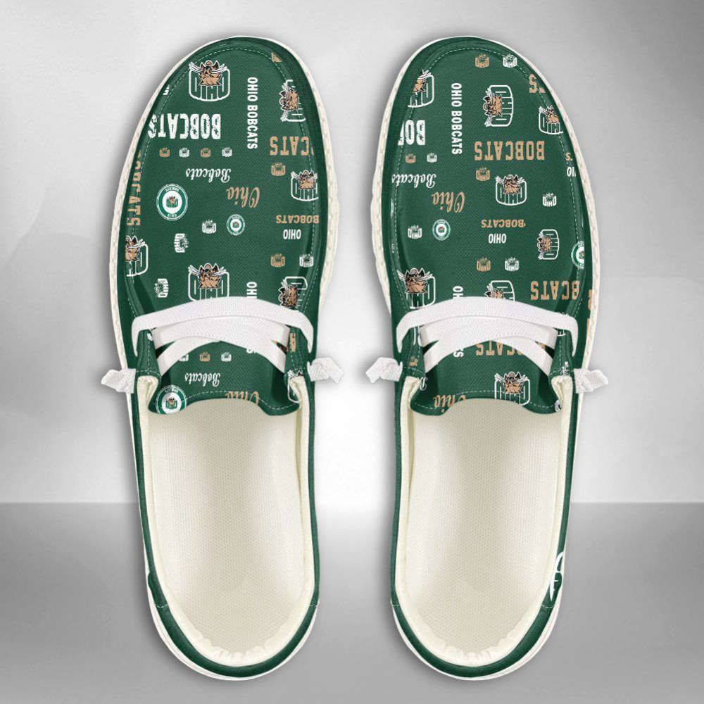 NCAA Ohio Bobcats Hey Dude Shoes Wally Lace Up Loafers Moccasin Slippers HDS0882