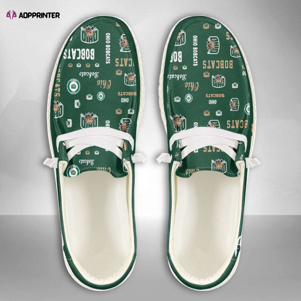 NCAA Ohio Bobcats Hey Dude Shoes Wally Lace Up Loafers Moccasin Slippers HDS0882