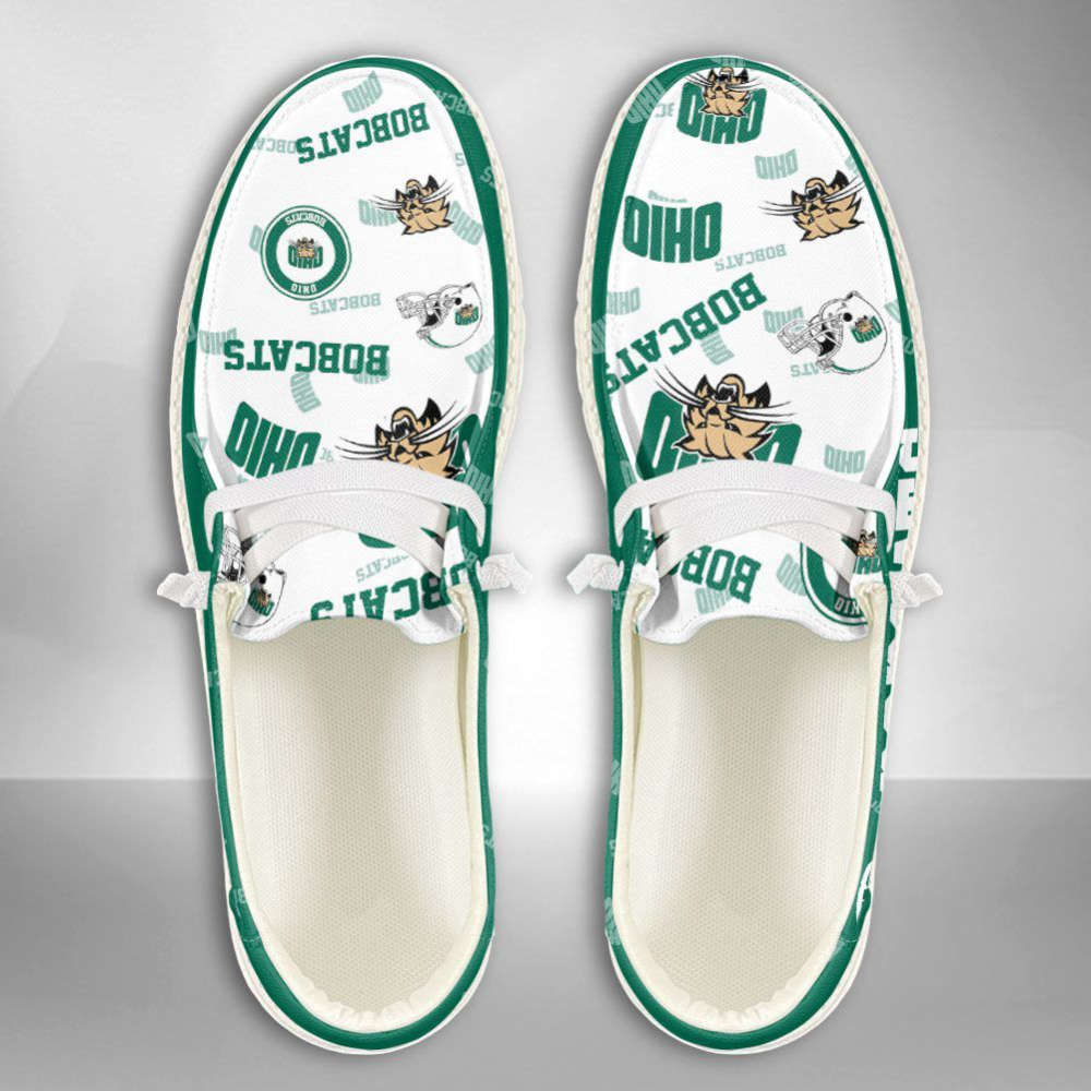 NCAA Ohio Bobcats Hey Dude Shoes Wally Lace Up Loafers Moccasin Slippers Fan Gifts