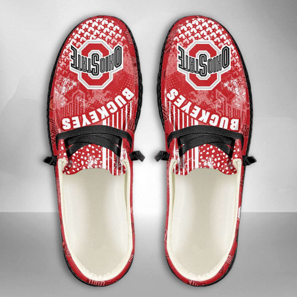 NCAA Ohio State Buckeyes Hey Dude Shoes Wally Lace Up Loafers Moccasin Slippers Fan Gifts