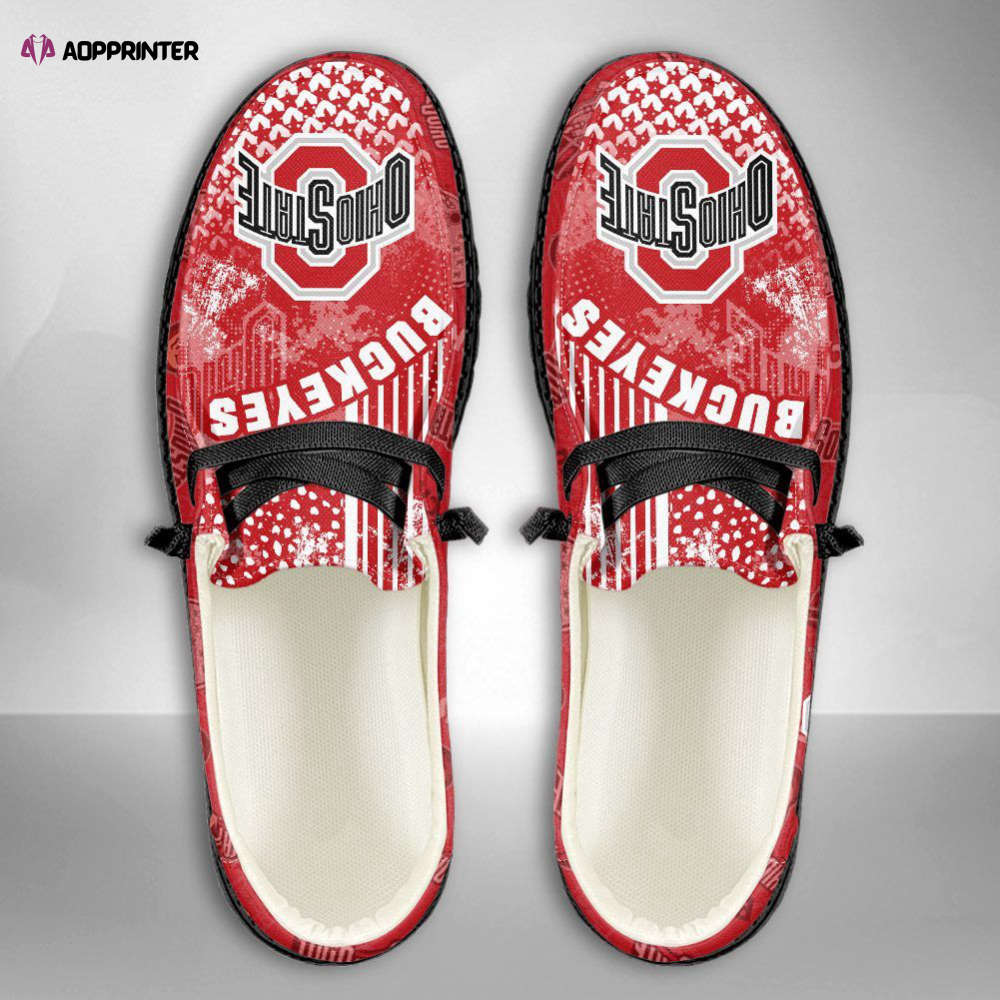 NCAA Ohio State Buckeyes Hey Dude Shoes Wally Lace Up Loafers Moccasin Slippers Fan Gifts