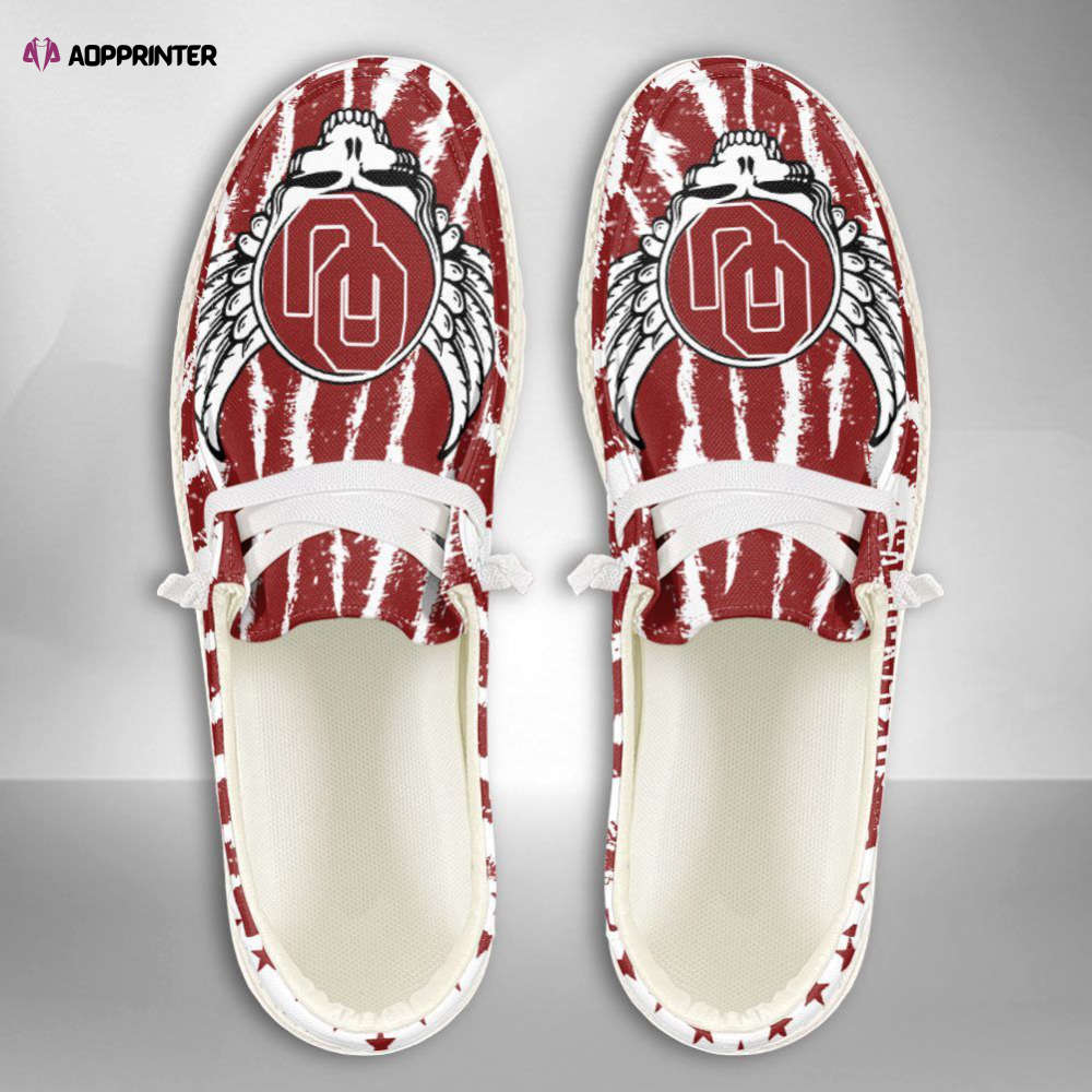 NCAA Oklahoma Sooners Hey Dude Shoes Wally Lace Up Loafers Moccasin Slippers Fan Gifts