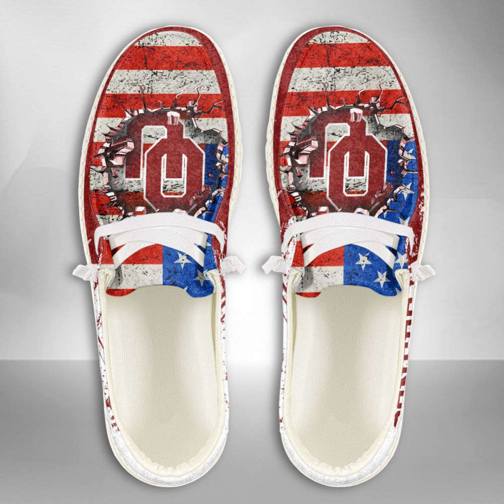 NCAA Oklahoma Sooners Hey Dude Shoes Wally Lace Up Loafers Moccasin Slippers Fan Gifts