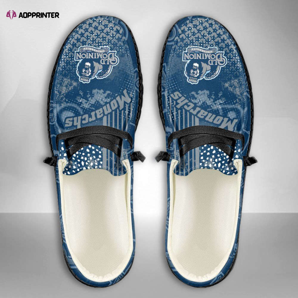 NCAA Old Dominion Monarchs Hey Dude Shoes Wally Lace Up Loafers Moccasin Slippers Fan Gifts