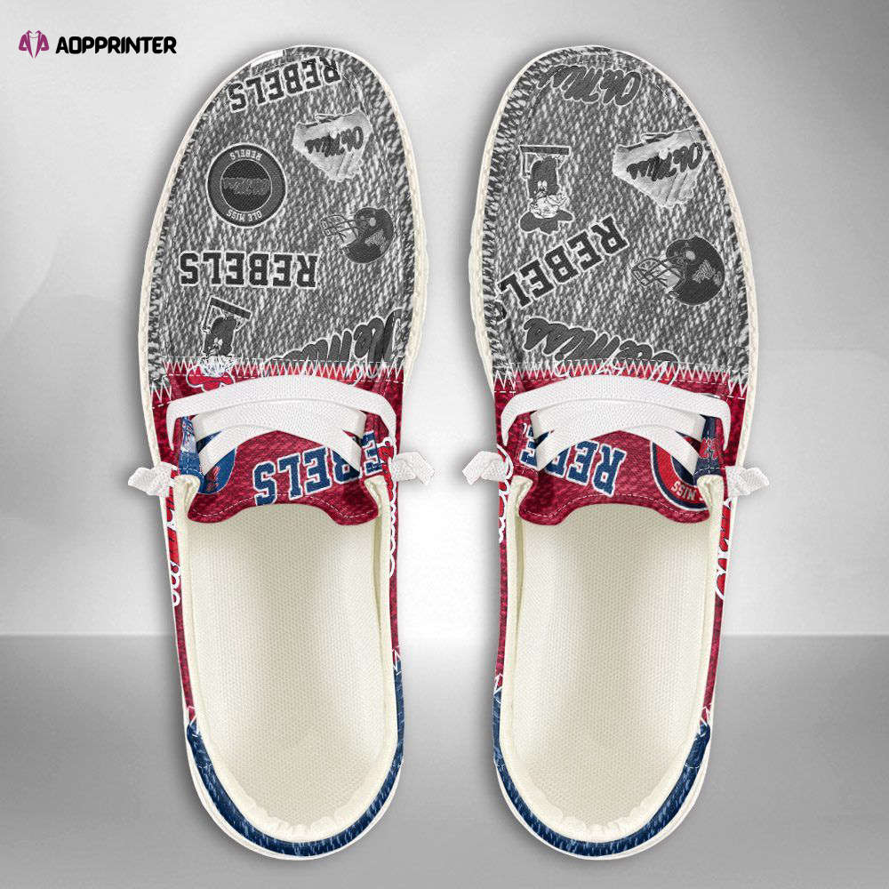 NCAA Ole Miss Rebels Hey Dude Shoes Wally Lace Up Loafers Moccasin Slippers