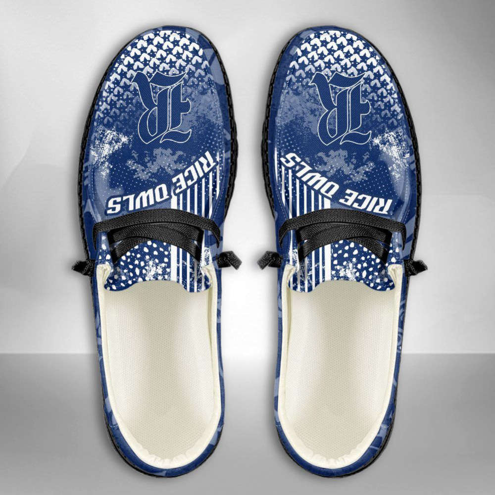 NCAA Rice Owls Hey Dude Shoes Wally Lace Up Loafers Moccasin Slippers HDS1037