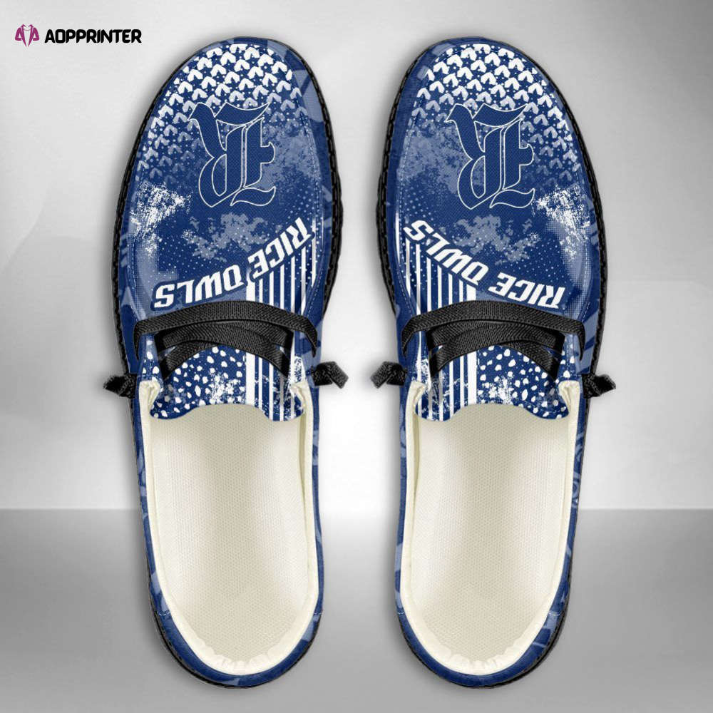 NCAA Rice Owls Hey Dude Shoes Wally Lace Up Loafers Moccasin Slippers HDS1037