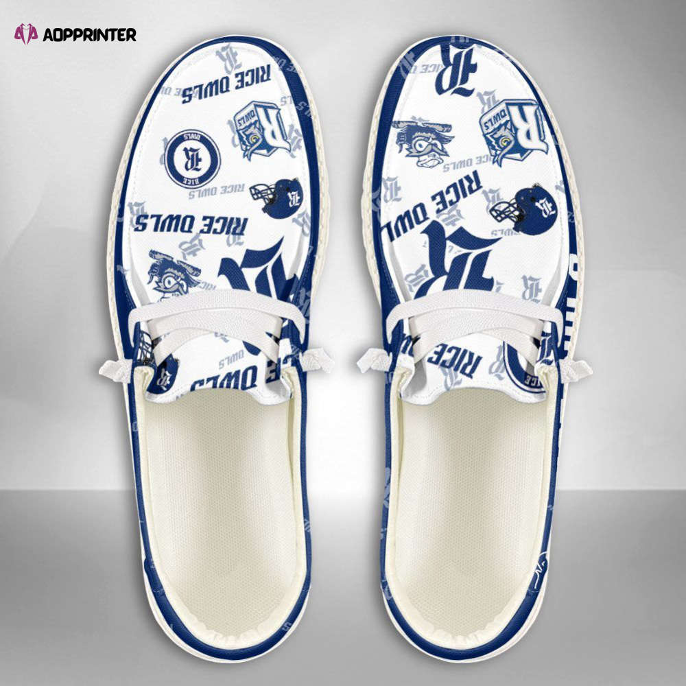 NCAA Rice Owls Hey Dude Shoes Wally Lace Up Loafers Moccasin Slippers Fan Gifts