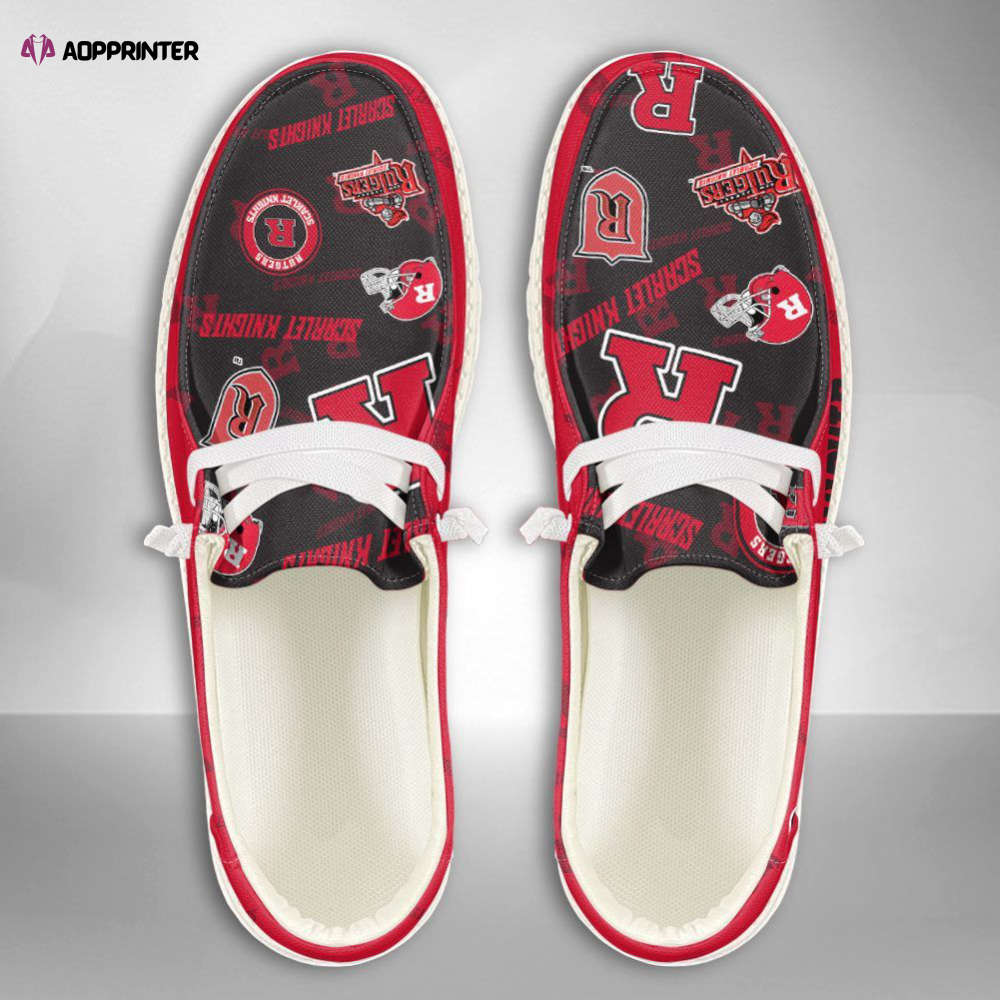 NCAA Rutgers Scarlet Knights Hey Dude Shoes Wally Lace Up Loafers Moccasin Slippers