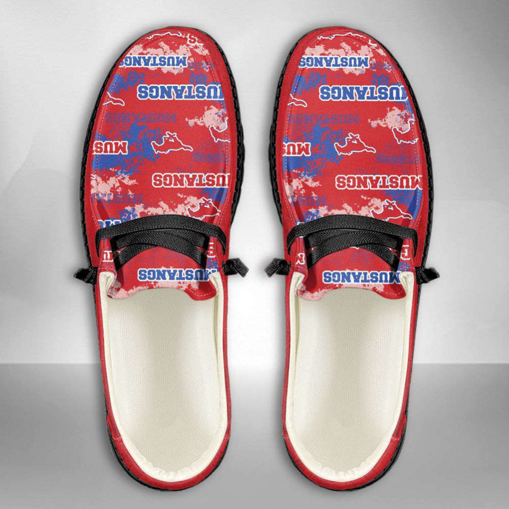 NCAA SMU Mustangs Hey Dude Shoes Wally Lace Up Loafers Moccasin Slippers HDS1079