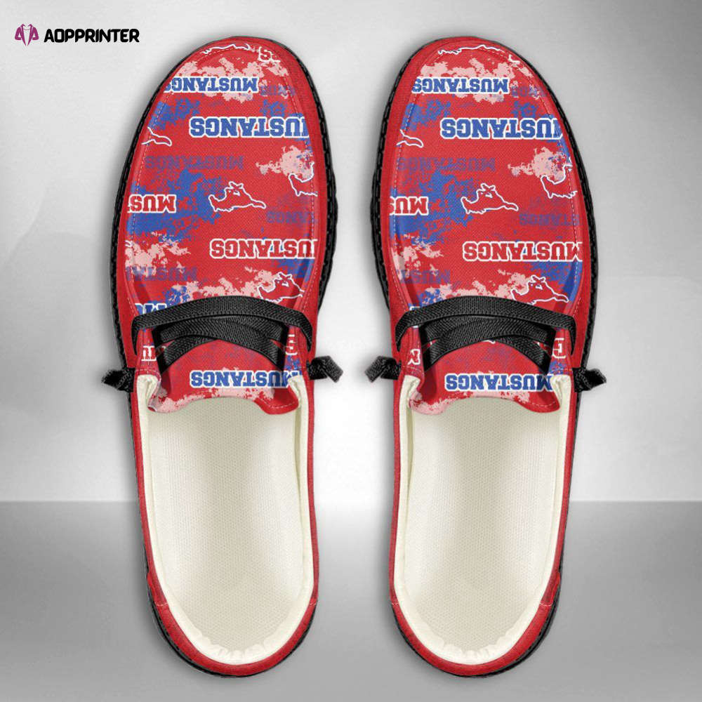 NCAA SMU Mustangs Hey Dude Shoes Wally Lace Up Loafers Moccasin Slippers HDS1079