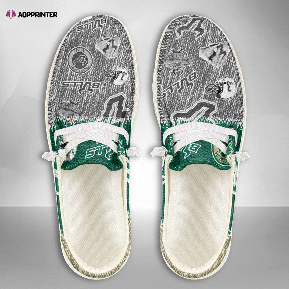 NCAA South Florida Bulls Hey Dude Shoes Wally Lace Up Loafers Moccasin Slippers HDS1109