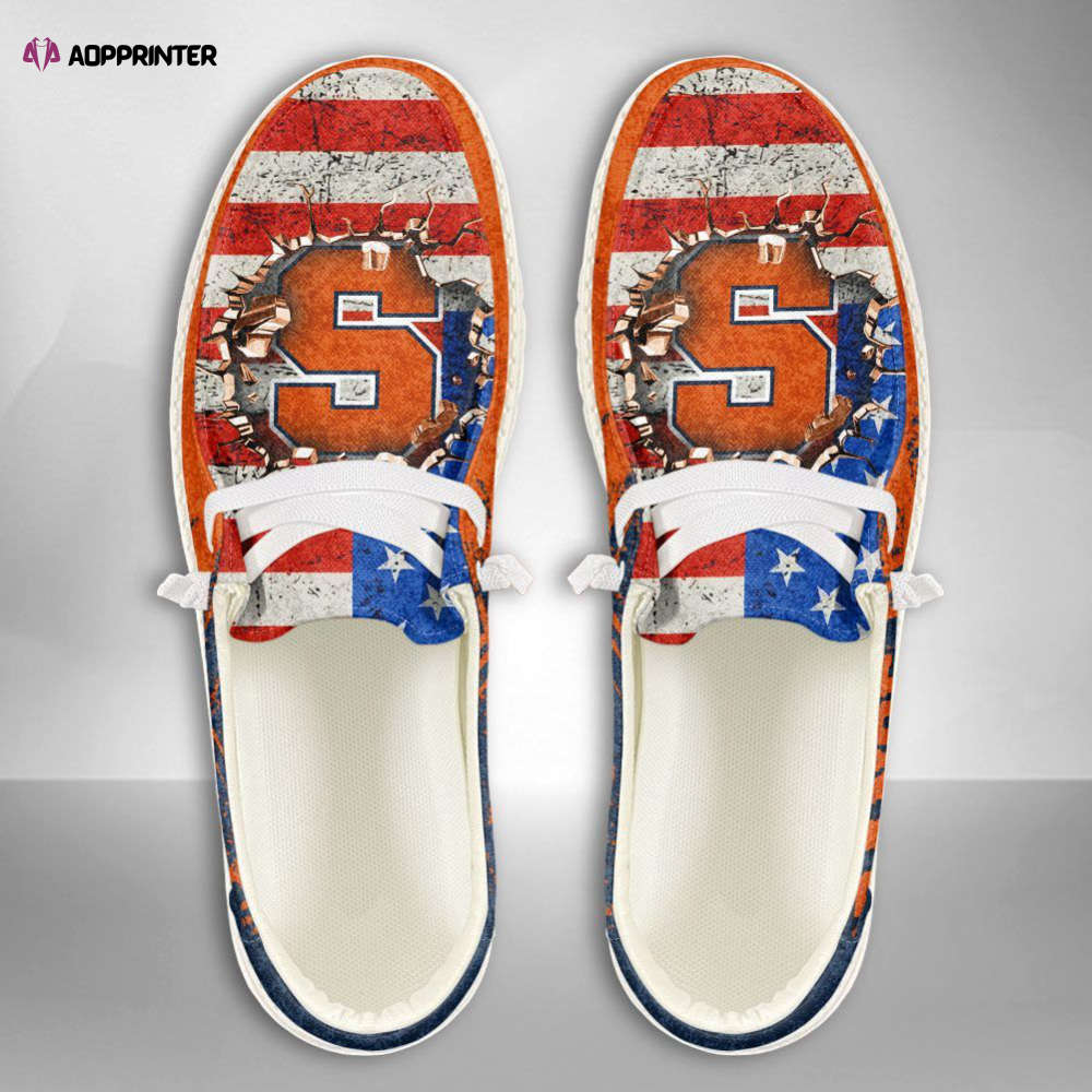 NCAA Syracuse Orange Hey Dude Shoes Wally Lace Up Loafers Moccasin Slippers