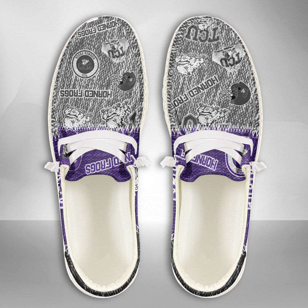 NCAA TCU Horned Frogs Hey Dude Shoes Wally Lace Up Loafers Moccasin Slippers Fan Gifts