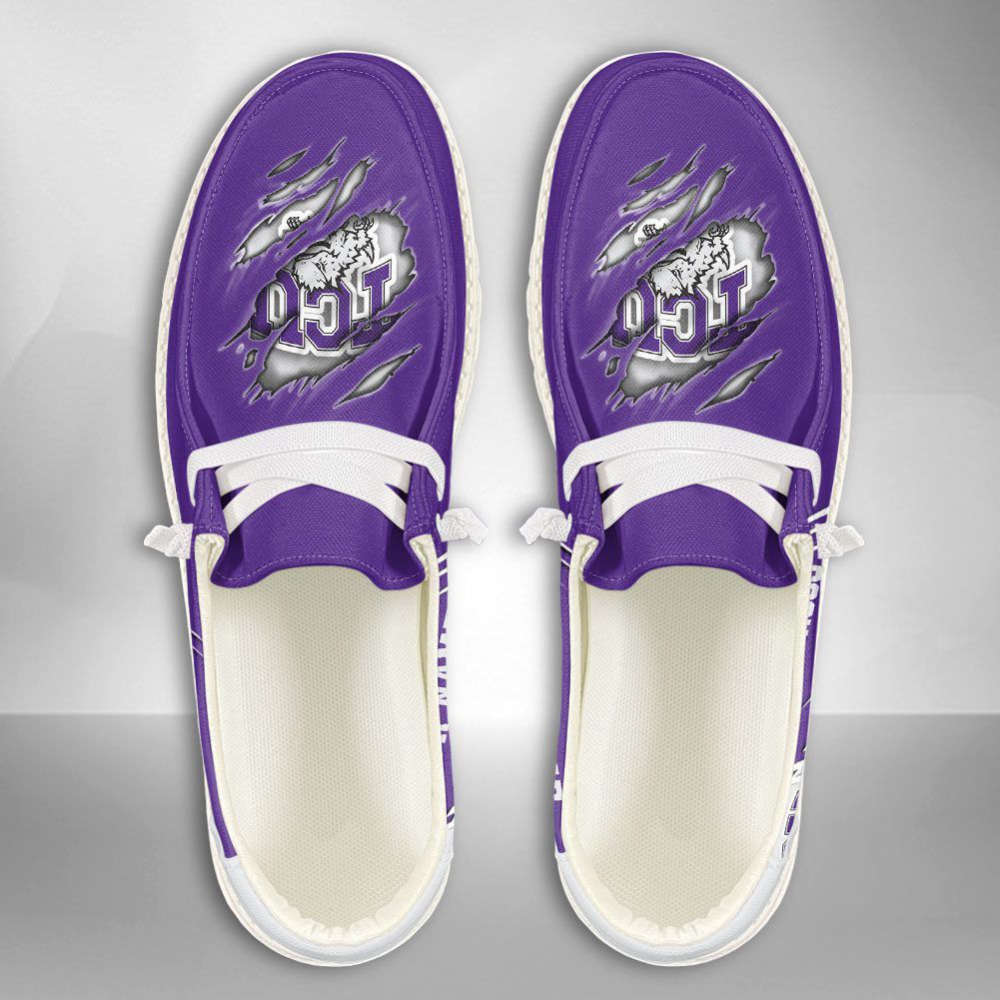 NCAA TCU Horned Frogs Hey Dude Shoes Wally Lace Up Loafers Moccasin Slippers HDS1171