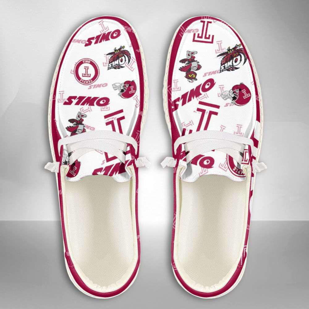 NCAA Temple Owls Hey Dude Shoes Wally Lace Up Loafers Moccasin Slippers