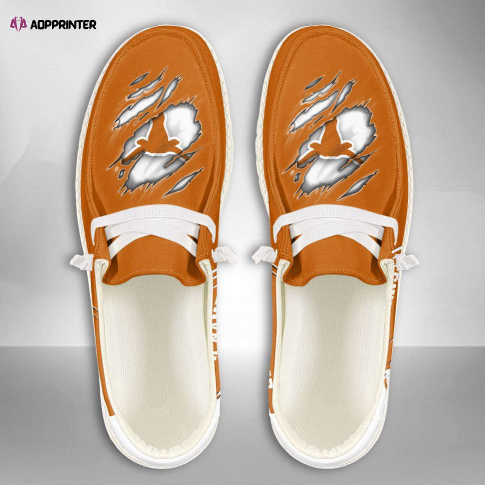 NCAA Texas Longhorns Hey Dude Shoes Wally Lace Up Loafers Moccasin Slippers HDS1218