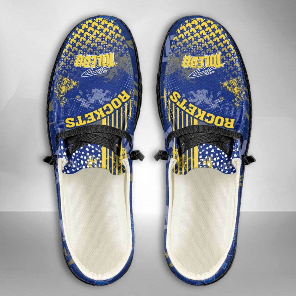 NCAA Toledo Rockets Hey Dude Shoes Wally Lace Up Loafers Moccasin Slippers Fan Gifts