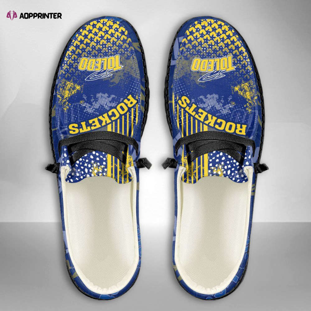 NCAA Toledo Rockets Hey Dude Shoes Wally Lace Up Loafers Moccasin Slippers Fan Gifts