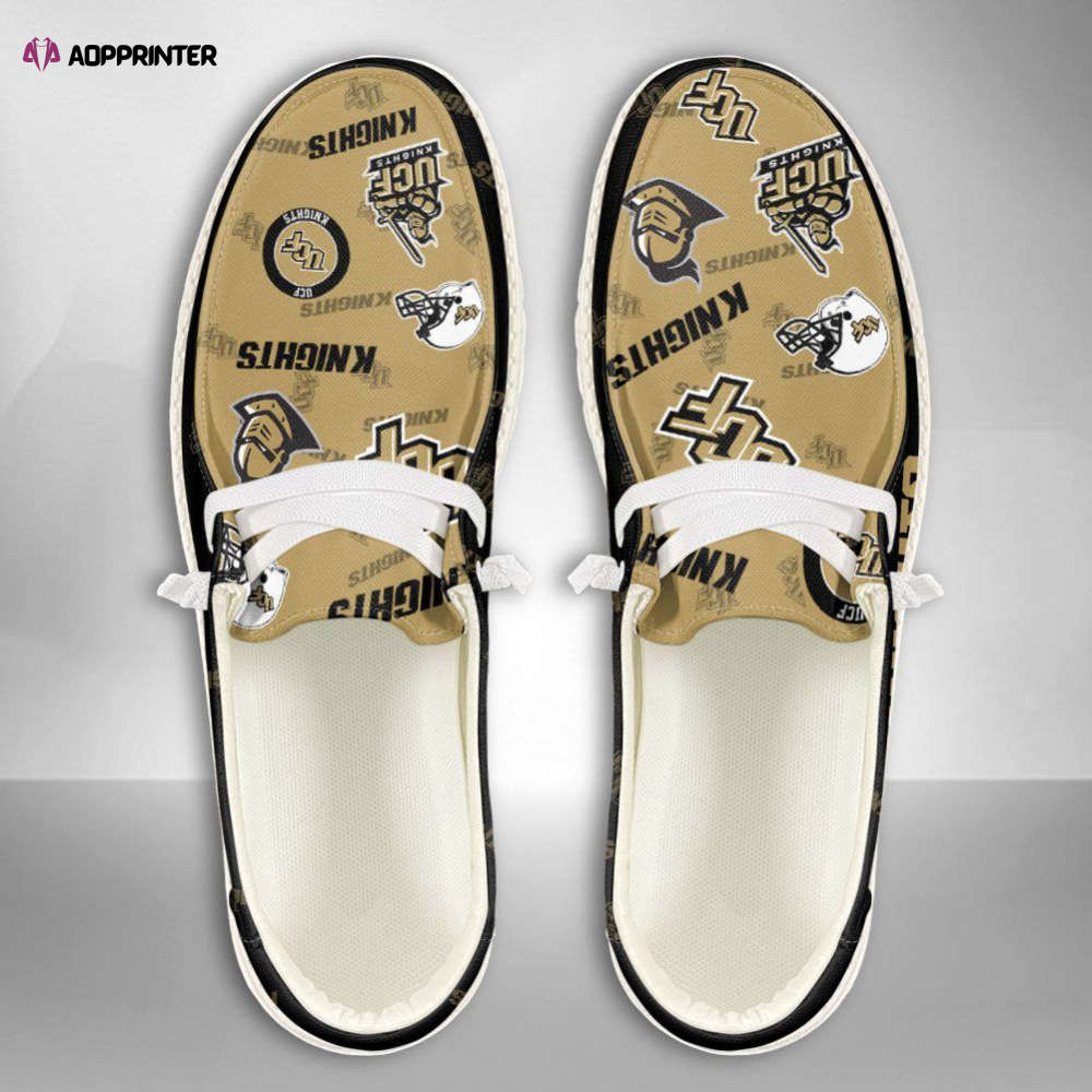 NCAA UCF Knights Hey Dude Shoes Wally Lace Up Loafers Moccasin Slippers Fan Gifts