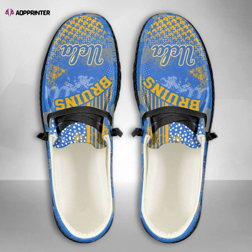 NCAA UCLA Bruins Hey Dude Shoes Wally Lace Up Loafers Moccasin Slippers HDS1287