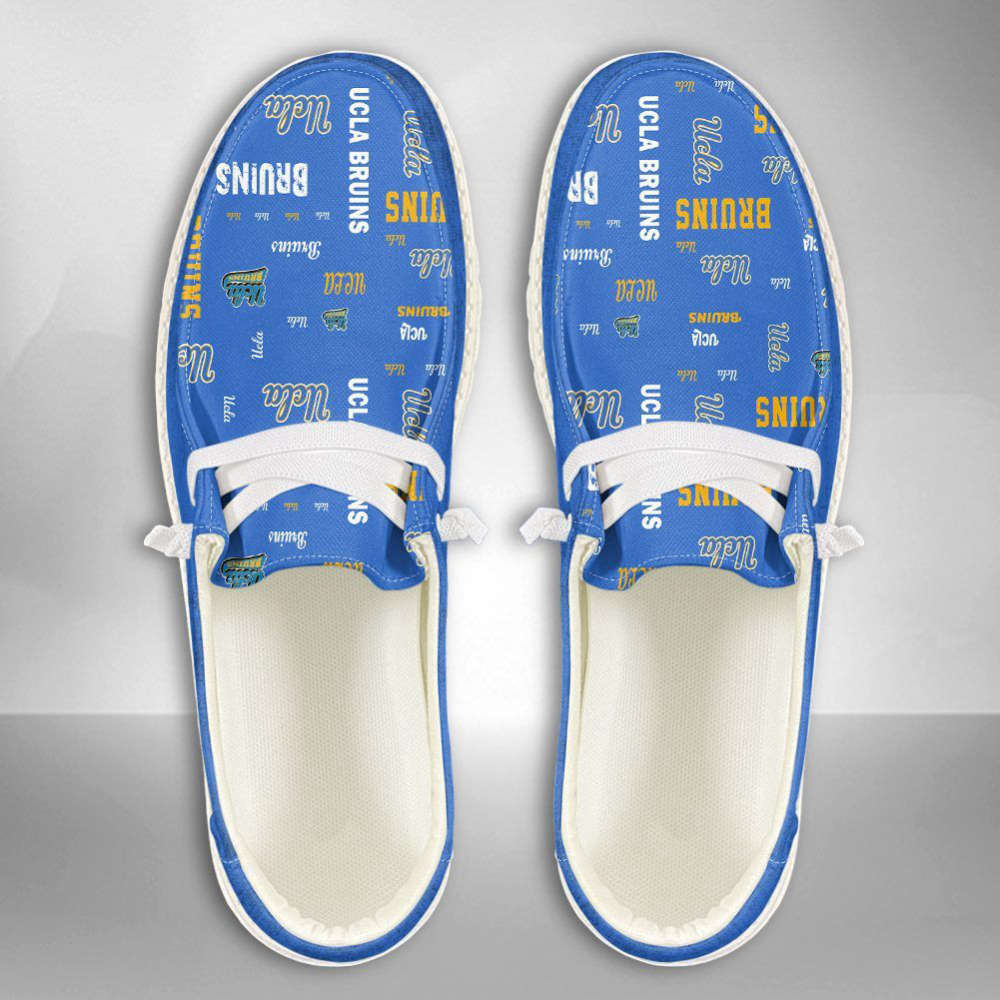 NCAA UCLA Bruins Hey Dude Shoes Wally Lace Up Loafers Moccasin Slippers HDS1288