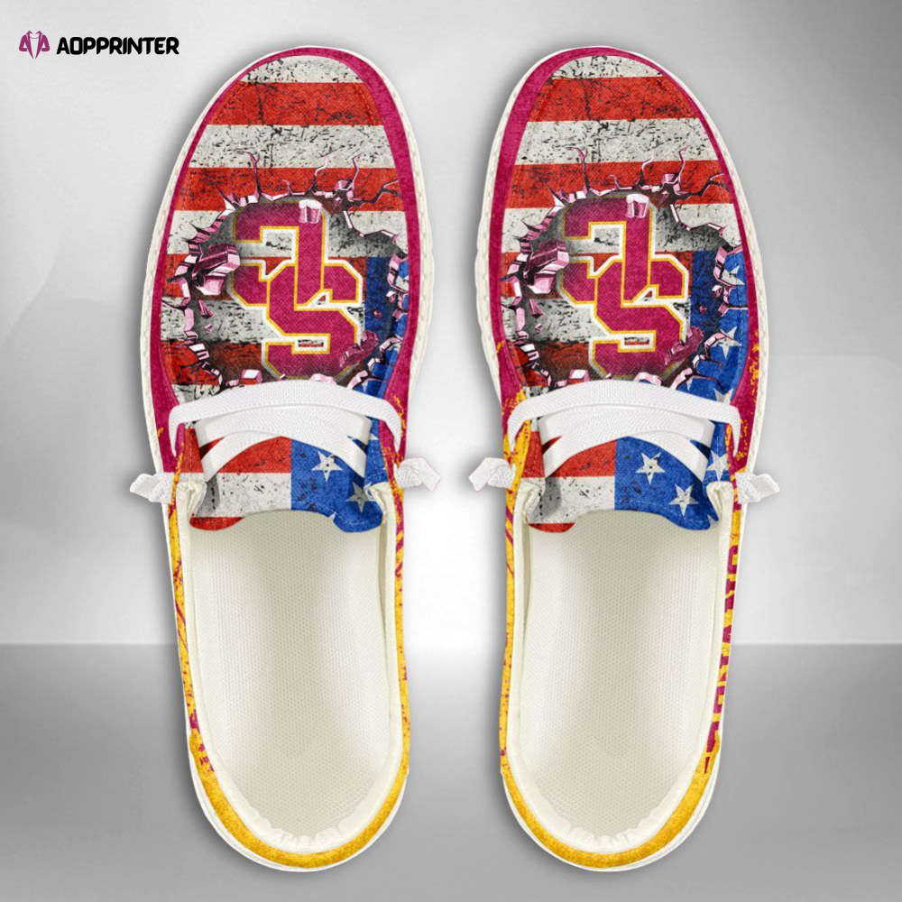 NCAA USC Trojans Hey Dude Shoes Wally Lace Up Loafers Moccasin Slippers