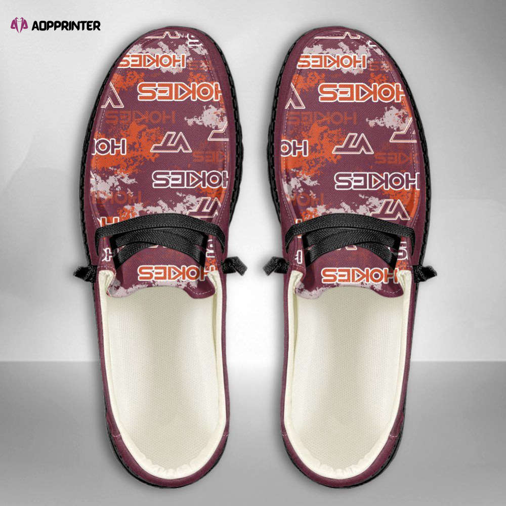 NCAA Virginia Tech Hokies Hey Dude Shoes Wally Lace Up Loafers Moccasin Slippers HDS1349