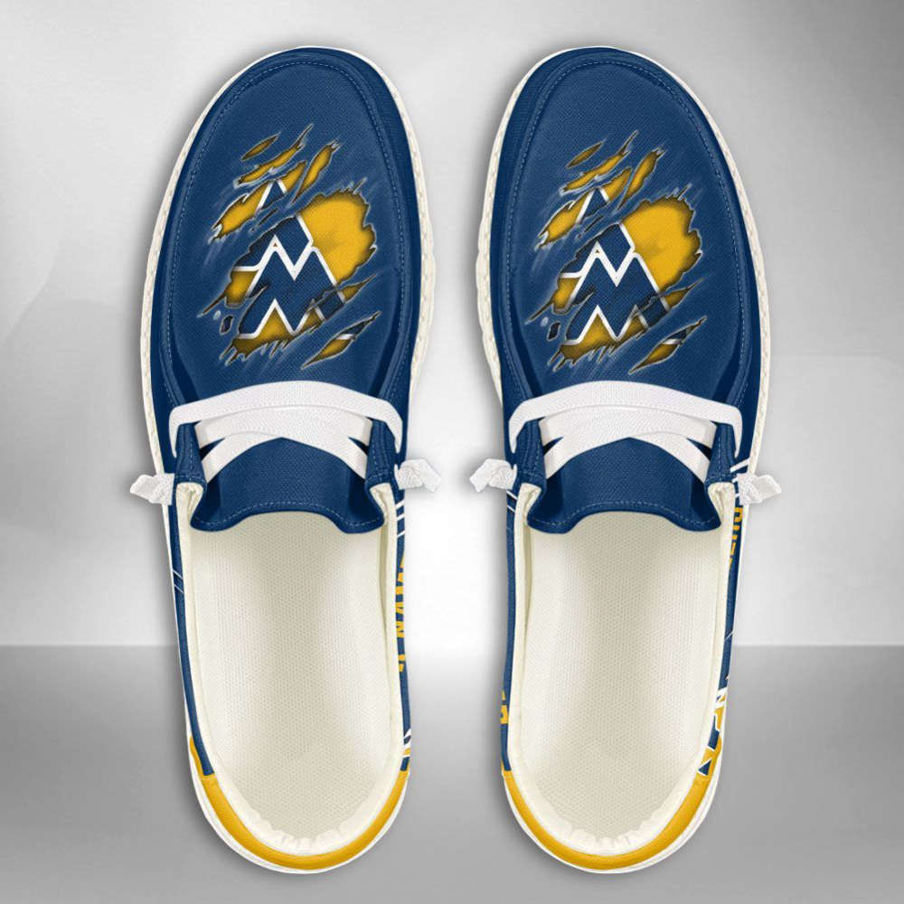 NCAA West Virginia Mountaineers Hey Dude Shoes Wally Lace Up Loafers Moccasin Slippers HDS1388