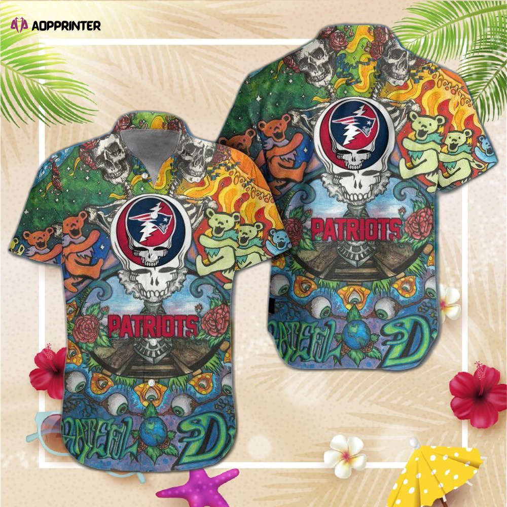 New England Patriots Grateful Dead NFL Gift For Fan   Hawaiian