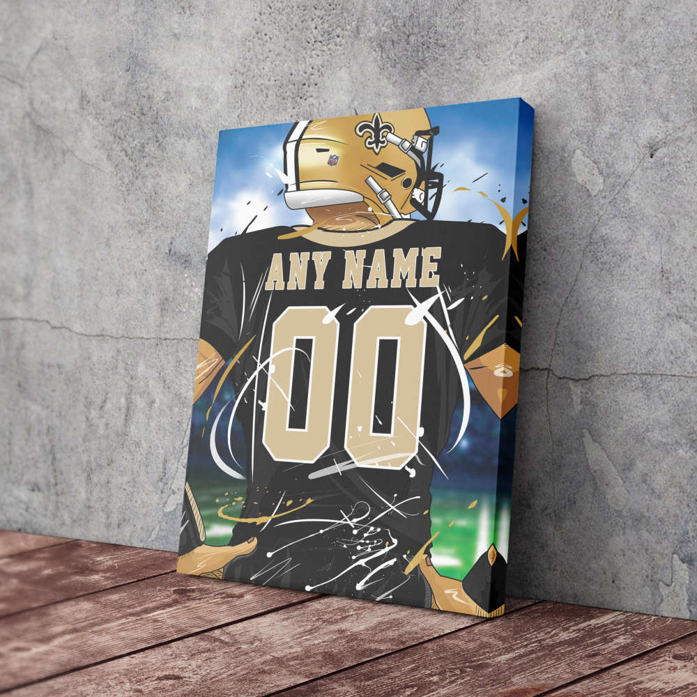 New Orleans Saints Jersey NFL Personalized Jersey Custom Name and Number Canvas Wall Art  Print Home Decor Framed Poster Man Cave Gift