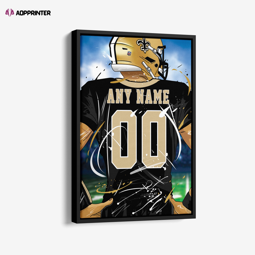 New Orleans Saints Jersey NFL Personalized Jersey Custom Name and Number Canvas Wall Art  Print Home Decor Framed Poster Man Cave Gift