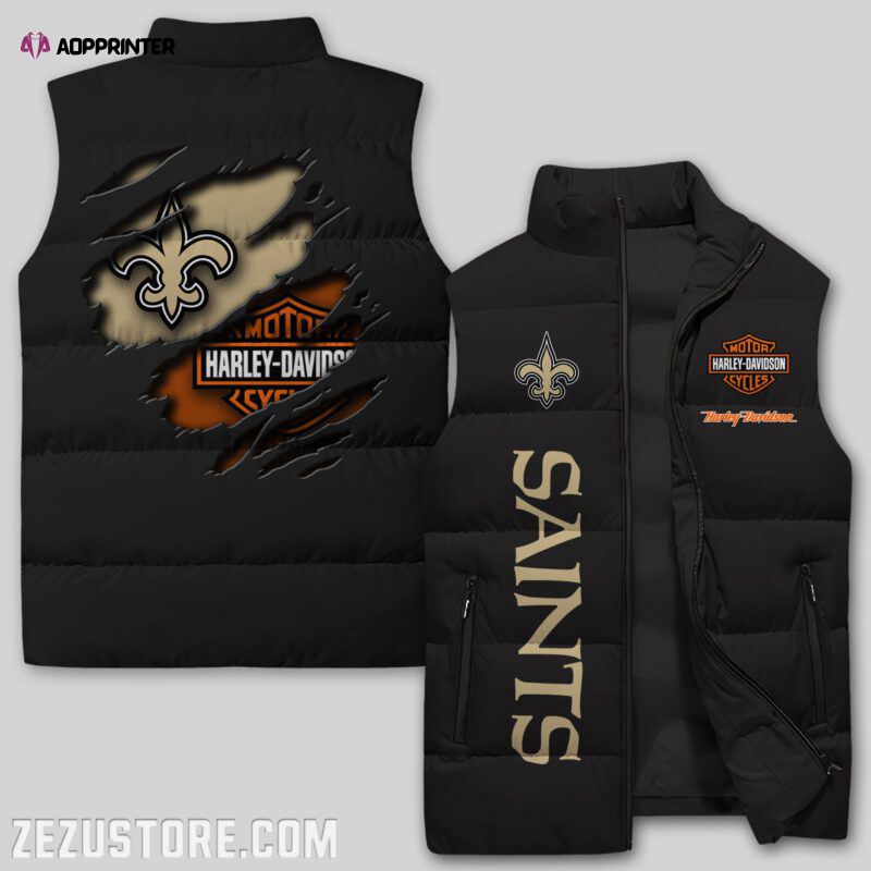 New Orleans Saints NFL Sleeveless Puffer Jacket Custom For Fans Gifts