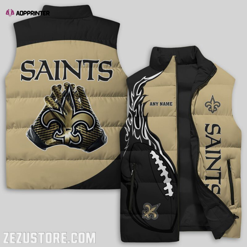 New Orleans Saints NFL Sleeveless Puffer Jacket Custom For Fans Gifts