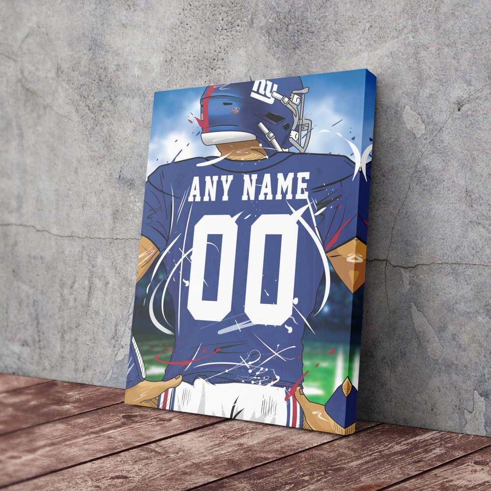 New York Giants Jersey NFL Personalized Jersey Custom Name and Number Canvas Wall Art  Print Home Decor Framed Poster Man Cave Gift